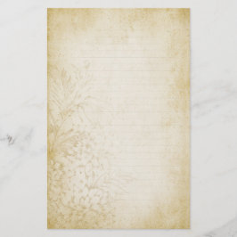 Papel de nota alineado floral envejecido del