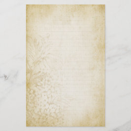 Papel de nota alineado floral envejecido del