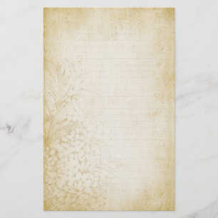 Papel de nota alineado floral envejecido del