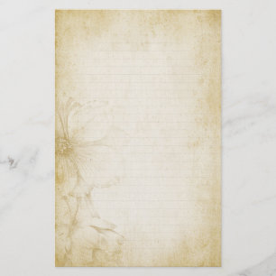 Papel de nota floral del diario del vintage