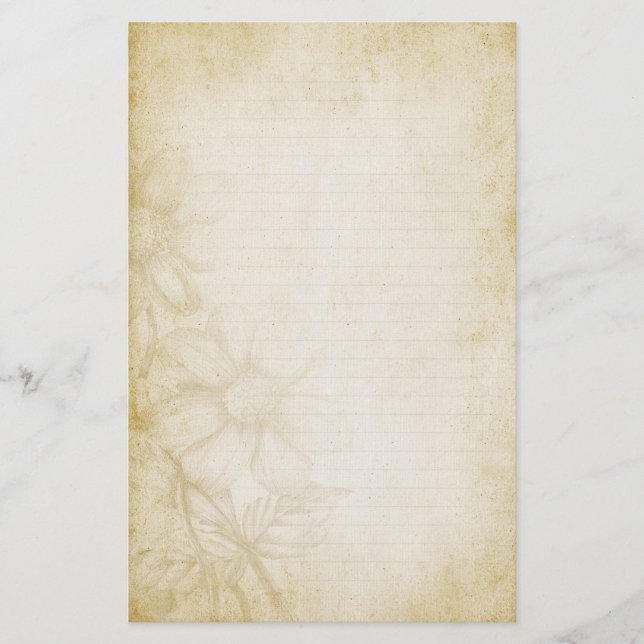 Papel de nota floral en línea (Anverso)