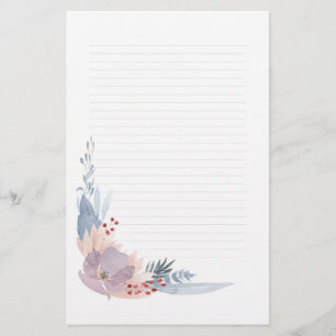 Papel de nota floral rosado oscuro de Acuarela