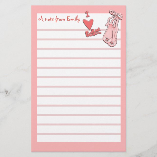 Papel de nota rosado del ballet (Anverso)
