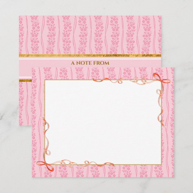 Papel de notas floral rosa | Bloc de notas de pape (Anverso / Reverso)