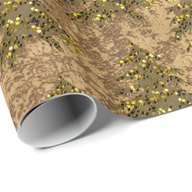 Papel de oro abstracto y árbol de Navidad de oro b (Esquina del rollo)