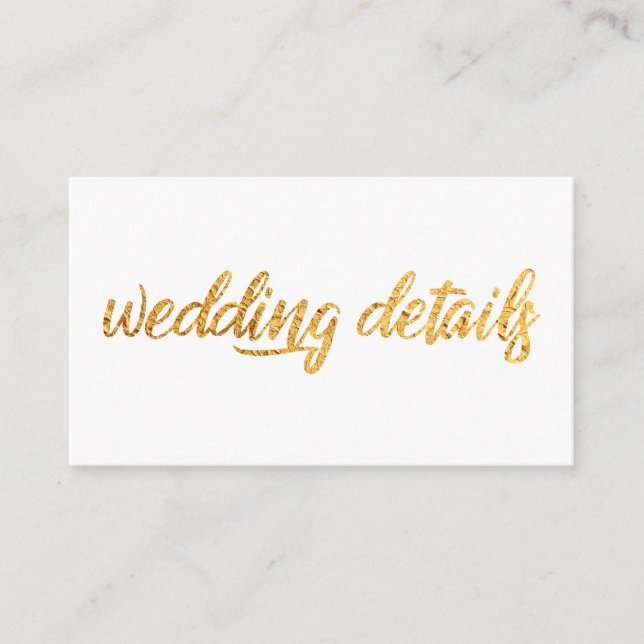 Papel de Oro Falso, Tarjetas de Detalles de Boda (Anverso)