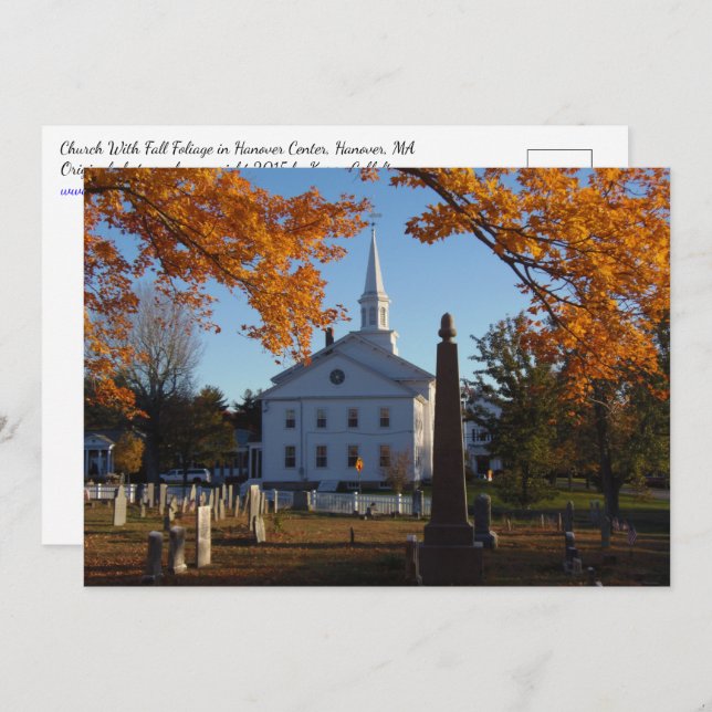 Papel de otoño de oro / postal de iglesia y cement (Anverso / Reverso)