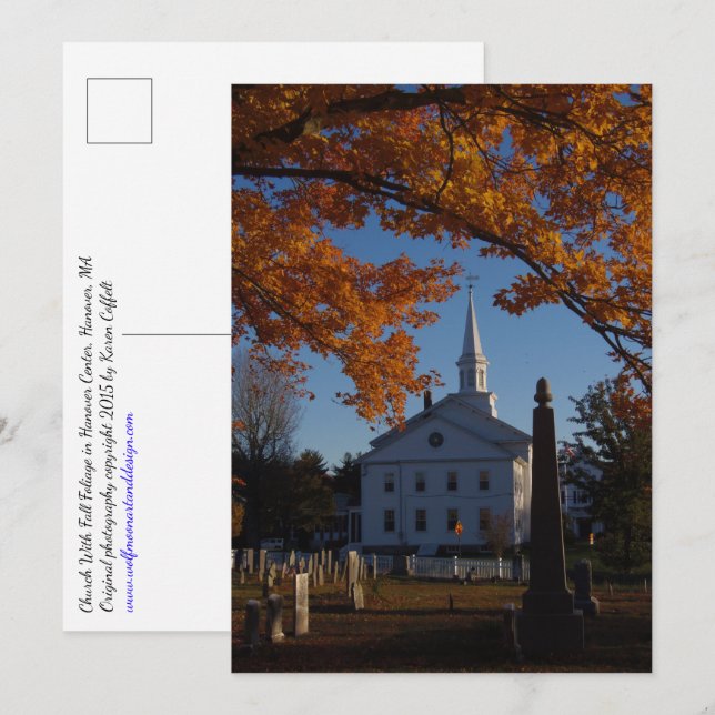 Papel de otoño de oro / postal de iglesia y cement (Anverso / Reverso)