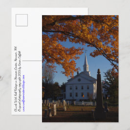 Papel de otoño de oro / postal de iglesia y cement