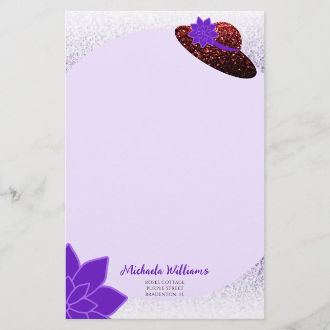 Papel de papel de lavanda púrpura gorra purpurina  (Anverso)