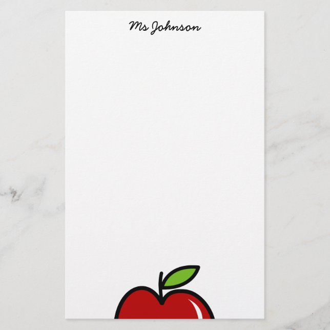 Papel de papel de profesor personalizado | manzana (Anverso)