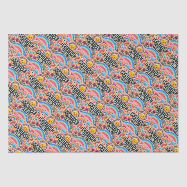 Papel de papel rosa, amarillo y arco iris de bonit (Anverso)