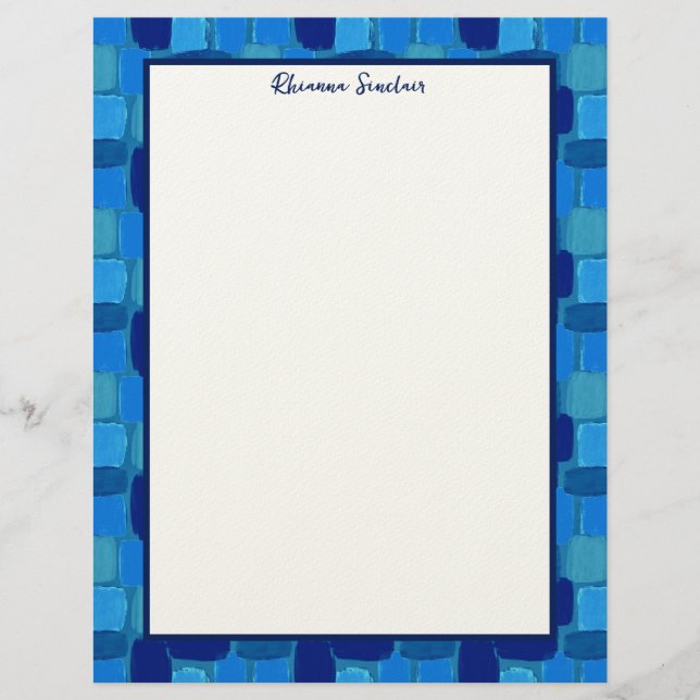 Papel de papelería abstracto en azul (Anverso)