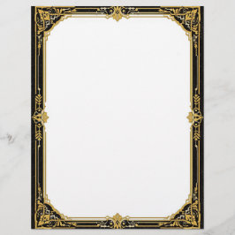 Papel de papelería Art Deco dorado negro y blanco