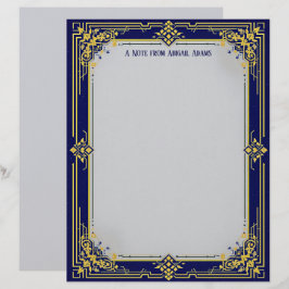 Papel de papelería Azul y Dorado con Centro Azul
