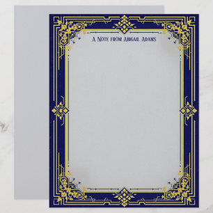 Papel de papelería Azul y Dorado con Centro Azul