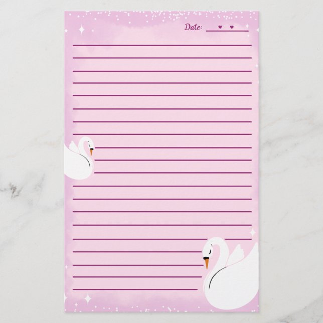 Papel de papelería Cisne delicado  (Anverso)