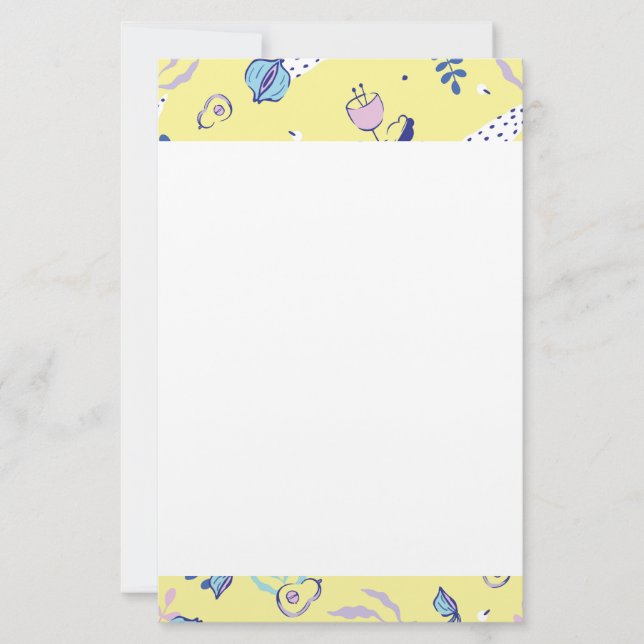 Papel de papelería con estampado floral amarillo (Anverso)