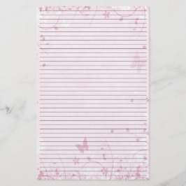 Papel de papelería con manchas de mariposas rosada