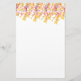 Papel de papelería con monograma floral de jardín 
