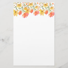 Papel de papelería con monograma floral de jardín 