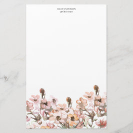 Papel de papelería con monograma floral de jardín 