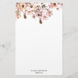 Papel de papelería con monograma floral de jardín 