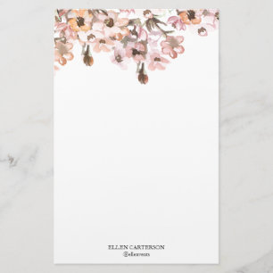 Papel de papelería con monograma floral de jardín 