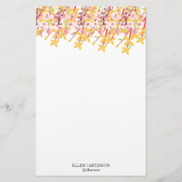 Papel de papelería con monograma floral de jardín 