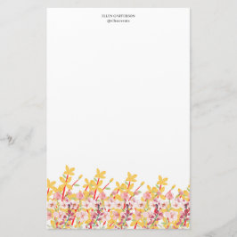 Papel de papelería con monograma floral de jardín 