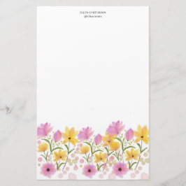 Papel de papelería con monograma floral de jardín 