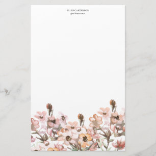Papel de papelería con monograma floral de jardín