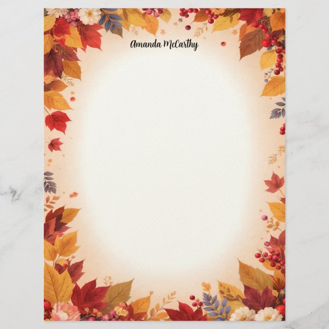 Papel de papelería de colores de otoño (Anverso)
