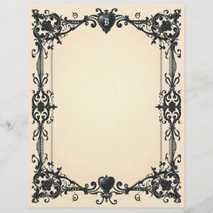Papel de papelería de corazón negro gótico
