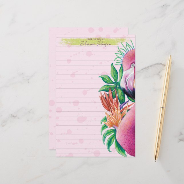 Papel de papelería de flamenco rosa tropical lindo (Anverso/Reverso In Situ)