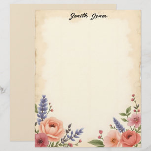 Papel de papelería de flores pastel dulces