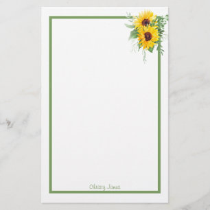 Papel de papelería de girasol personalizado