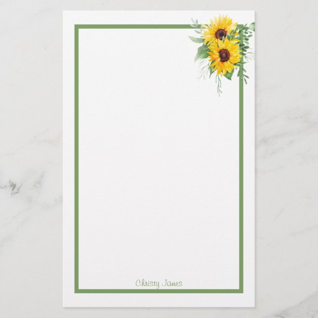 Papel de papelería de girasol personalizado (Anverso)