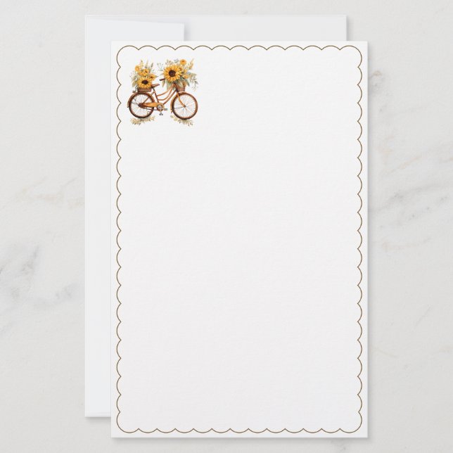 Papel de papelería de girasoles de bicicleta (Anverso)