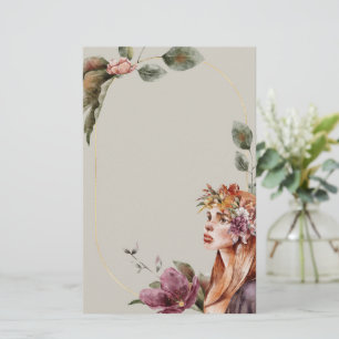 Papel de papelería de hadas Rosa Floral encantad