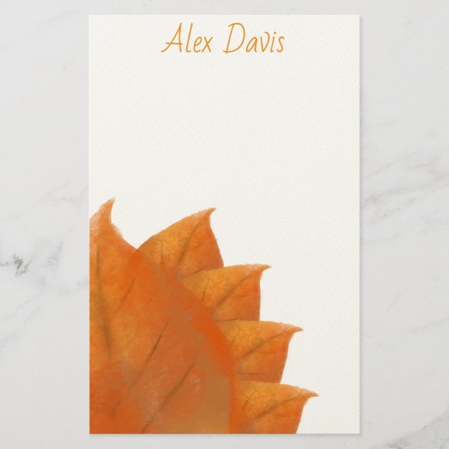 Papel de papelería de hojas naranjas de otoño (Anverso)