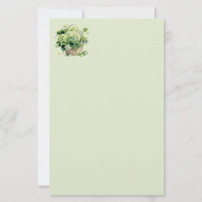 Papel de papelería de Hortensia Verde (Anverso)