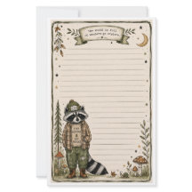 Papel de papelería de mapache explorador de natura