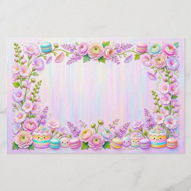 Papel de papelería de Torta y Macarón  (Anverso)