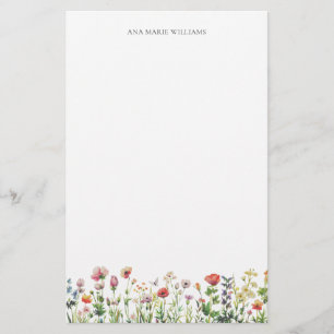 Papel de papelería elegante con flores silvestres 