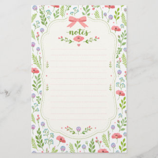 Papel de papelería floral con lazo rosa lindo