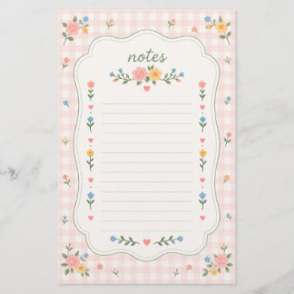 Papel de papelería floral de gingham rosa Shabby C