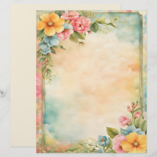Papel de papelería floral desgastado y chic