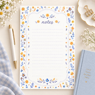 Papel de papelería floral naranja azul adorable