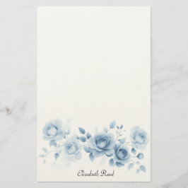 Papel de Papelería Floral Rosas Tonos de Azul